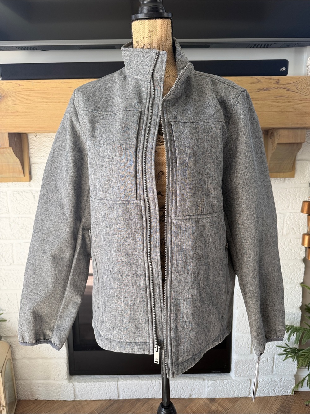 Dockers Heather Gray Zip-Front Lightweight Jacket